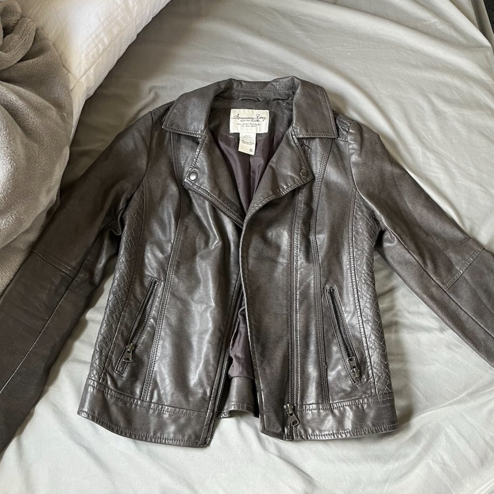 Faux leather grey jacket